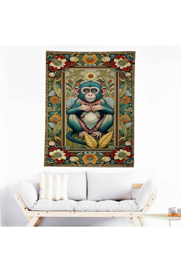 Sevimli Maymun Hayvan Desenli Duvar Örtüsü Duvar Halısı Wall Tapestry Sevimli Maymun Hayvan Desenli Duvar Örtüsü Duvar Halısı Wall Tapestry