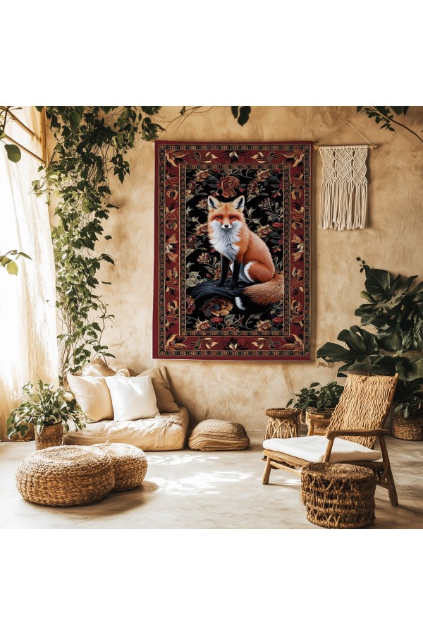 Tilki Hayvan Desenli Duvar Örtüsü Duvar Halısı Wall Tapestry Tilki Hayvan Desenli Duvar Örtüsü Duvar Halısı Wall Tapestry