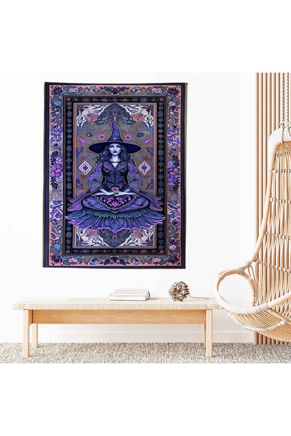 Gotik Mor Cadı Desenli Duvar Örtüsü Duvar Halısı Wall Tapestry Gotik Mor Cadı Desenli Duvar Örtüsü Duvar Halısı Wall Tapestry