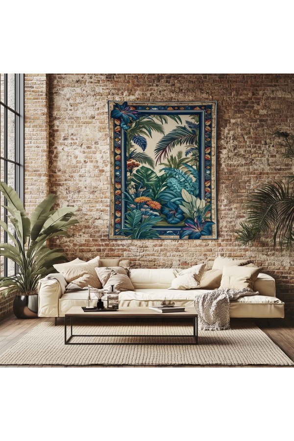 Tropik Orman Yapraklar Desenli Duvar Örtüsü Duvar Halısı Wall Tapestry Tropik Orman Yapraklar Desenli Duvar Örtüsü Duvar Halısı Wall Tapestry