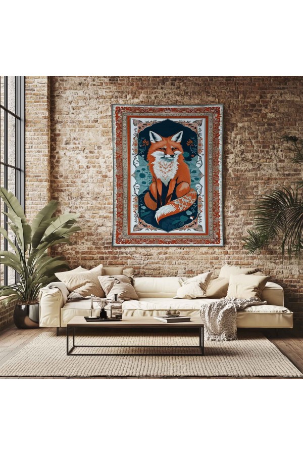 Turuncu Tilki Hayvan Desenli Duvar Örtüsü Duvar Halısı Wall Tapestry Turuncu Tilki Hayvan Desenli Duvar Örtüsü Duvar Halısı Wall Tapestry