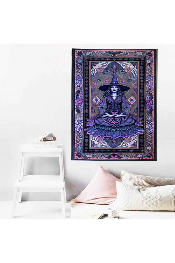 Gotik Mor Cadı Desenli Duvar Örtüsü Duvar Halısı Wall Tapestry Gotik Mor Cadı Desenli Duvar Örtüsü Duvar Halısı Wall Tapestry