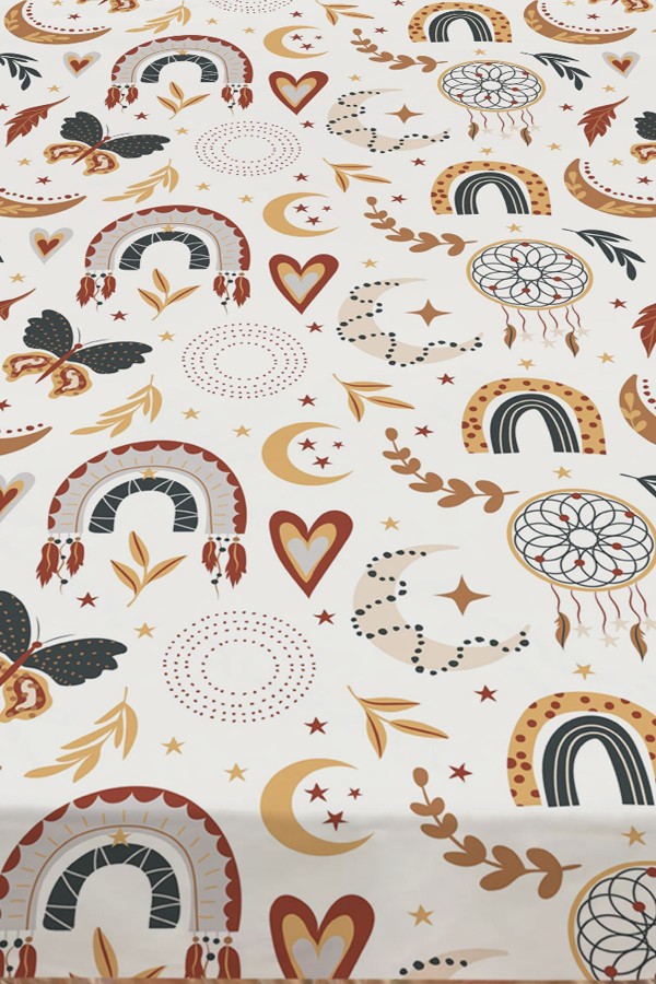 Boho Gökkuşağı Desenli Kız Çocuk Tek Kişilik Dekoratif Yatak Örtüsü Yastık Kılıflı Boho Gökkuşağı Desenli Kız Çocuk Tek Kişilik Dekoratif Yatak Örtüsü Yastık Kılıflı