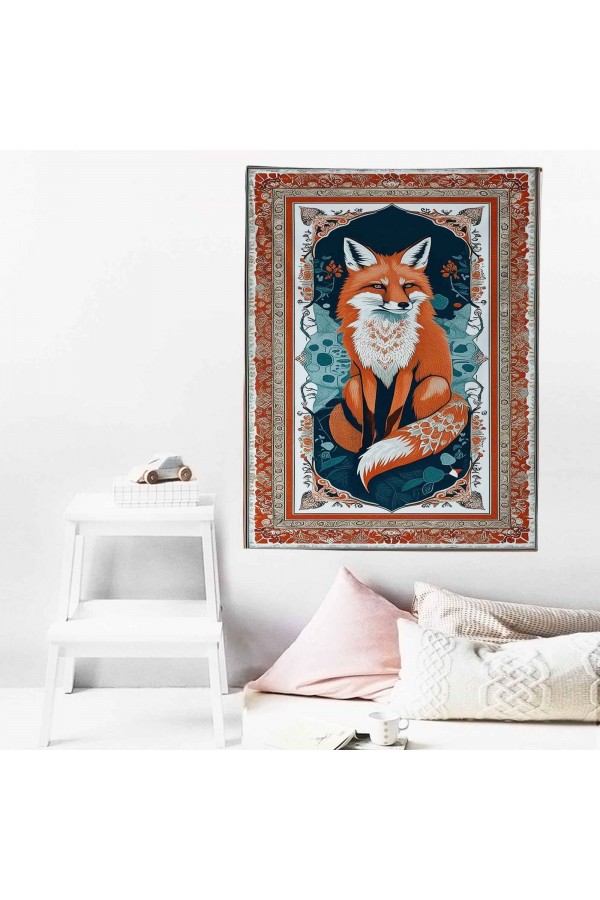 Turuncu Tilki Hayvan Desenli Duvar Örtüsü Duvar Halısı Wall Tapestry Turuncu Tilki Hayvan Desenli Duvar Örtüsü Duvar Halısı Wall Tapestry