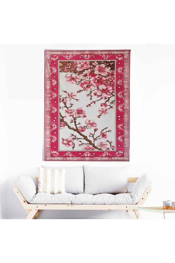 Pembe Sakura Çiçekler Desenli Duvar Örtüsü Duvar Halısı Wall Tapestry Pembe Sakura Çiçekler Desenli Duvar Örtüsü Duvar Halısı Wall Tapestry
