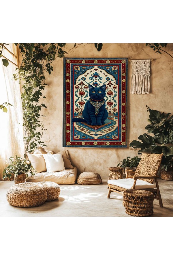 Etnik Kedi Desenli Duvar Örtüsü Duvar Halısı Wall Tapestry Etnik Kedi Desenli Duvar Örtüsü Duvar Halısı Wall Tapestry