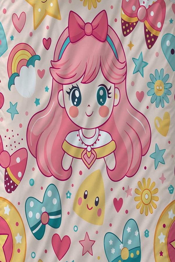 Anime Pembe Prenses Desenli Kız Çocuk Tek Kişilik Nevresim Takımı Yastık Kılıflı Anime Pembe Prenses Desenli Kız Çocuk Tek Kişilik Nevresim Takımı Yastık Kılıflı
