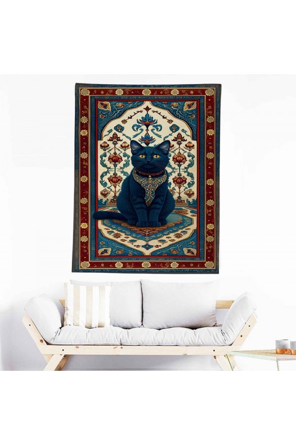 Etnik Kedi Desenli Duvar Örtüsü Duvar Halısı Wall Tapestry Etnik Kedi Desenli Duvar Örtüsü Duvar Halısı Wall Tapestry