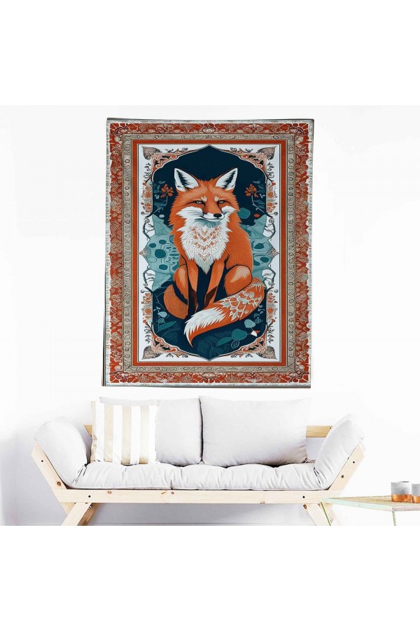 Turuncu Tilki Hayvan Desenli Duvar Örtüsü Duvar Halısı Wall Tapestry Turuncu Tilki Hayvan Desenli Duvar Örtüsü Duvar Halısı Wall Tapestry