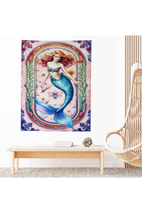 Deniz Kızı Desenli Duvar Örtüsü Duvar Halısı Wall Tapestry Deniz Kızı Desenli Duvar Örtüsü Duvar Halısı Wall Tapestry