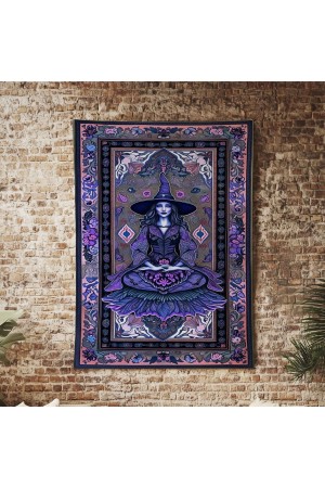 Gotik Mor Cadı Desenli Duvar Örtüsü Duvar Halısı Wall Tapestry Gotik Mor Cadı Desenli Duvar Örtüsü Duvar Halısı Wall Tapestry