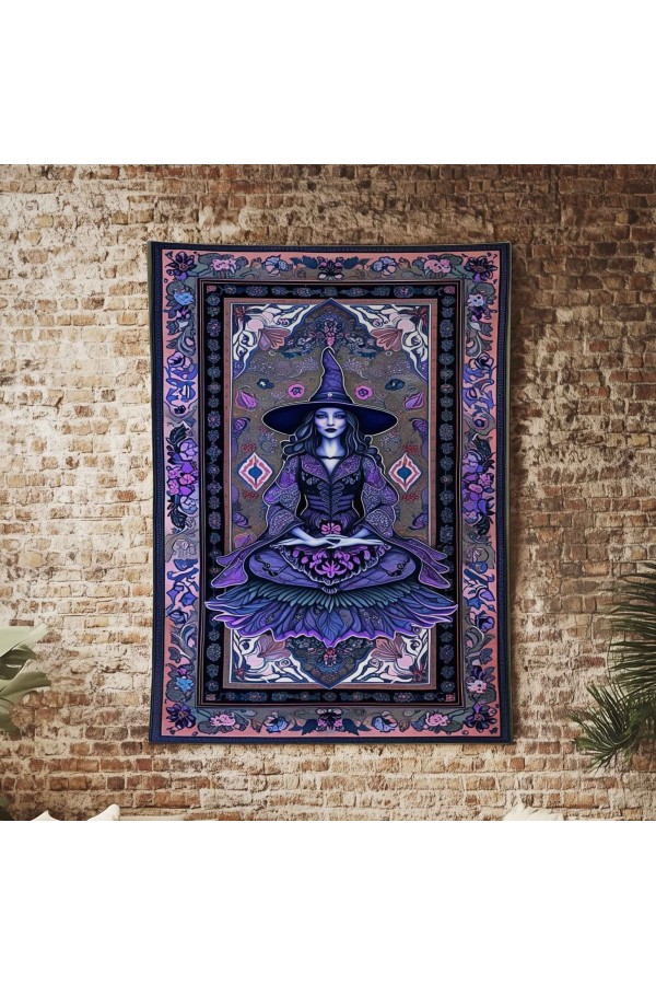 Gotik Mor Cadı Desenli Duvar Örtüsü Duvar Halısı Wall Tapestry Gotik Mor Cadı Desenli Duvar Örtüsü Duvar Halısı Wall Tapestry