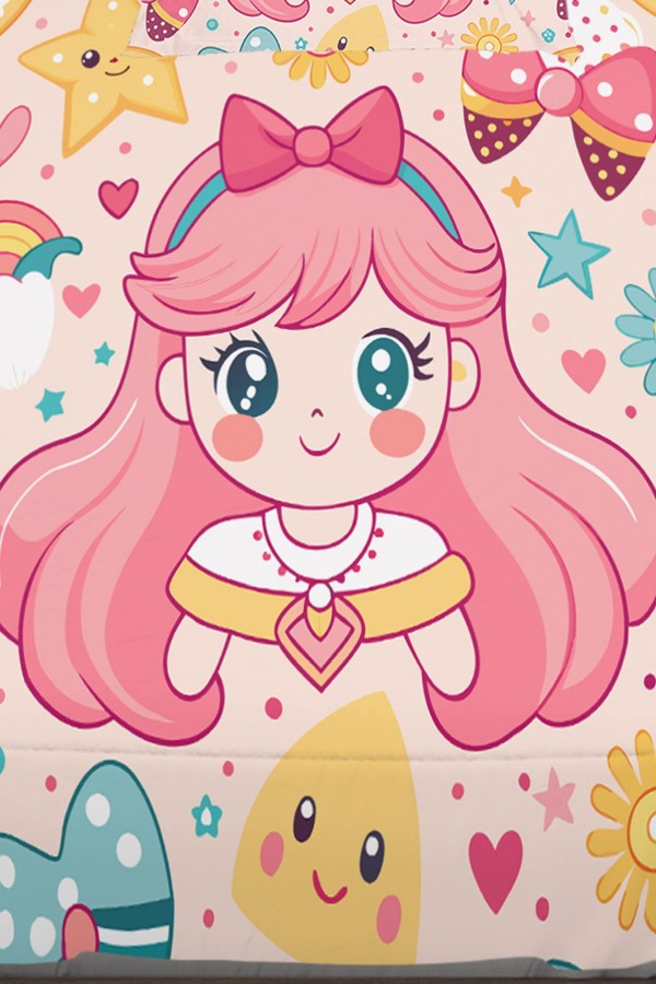 Anime Pembe Prenses Desenli Kız Çocuk Tek Kişilik Yastıklı Lastikli Çarşaf Takımı 100x200cm Anime Pembe Prenses Desenli Kız Çocuk Tek Kişilik Yastıklı Lastikli Çarşaf Takımı 100x200cm