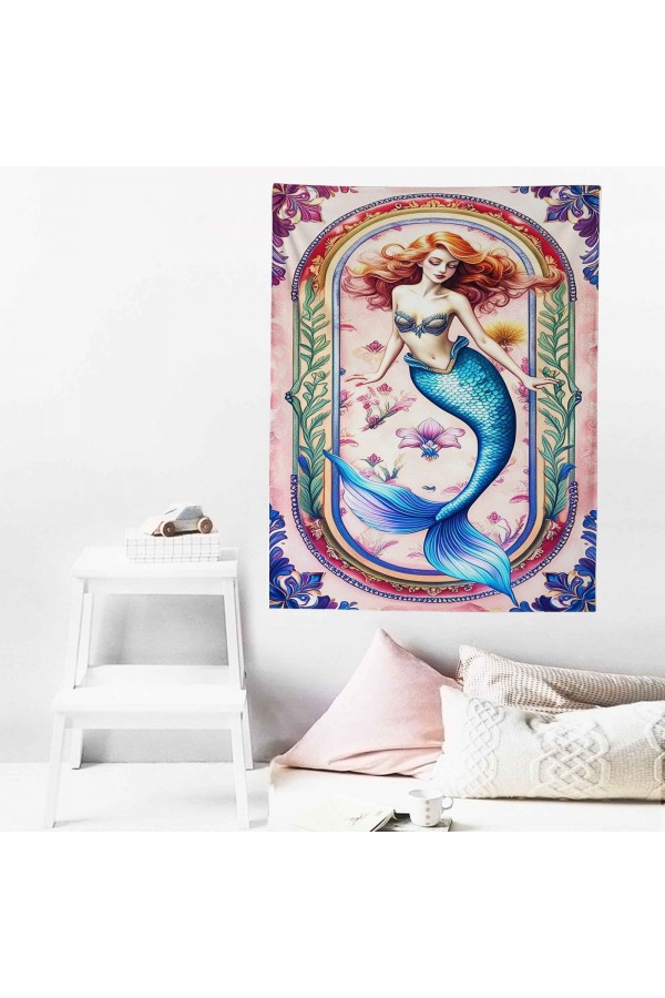 Deniz Kızı Desenli Duvar Örtüsü Duvar Halısı Wall Tapestry Deniz Kızı Desenli Duvar Örtüsü Duvar Halısı Wall Tapestry