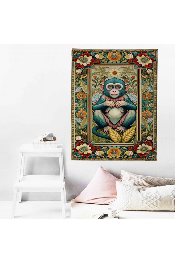 Sevimli Maymun Hayvan Desenli Duvar Örtüsü Duvar Halısı Wall Tapestry Sevimli Maymun Hayvan Desenli Duvar Örtüsü Duvar Halısı Wall Tapestry