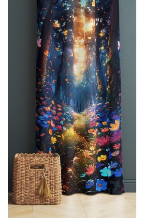 Çiçek Bahçesi Desenli Kız Çocuk Odası Fon Perde 140x260cm Çiçek Bahçesi Desenli Kız Çocuk Odası Fon Perde 140x260cm