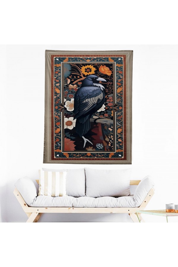 Kuzgun Desenli Duvar Örtüsü Duvar Halısı Wall Tapestry Kuzgun Desenli Duvar Örtüsü Duvar Halısı Wall Tapestry
