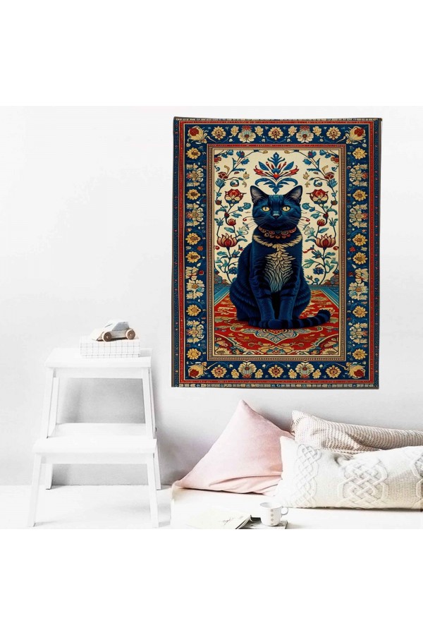 Mistik Kedi Desenli Duvar Örtüsü Duvar Halısı Wall Tapestry Mistik Kedi Desenli Duvar Örtüsü Duvar Halısı Wall Tapestry