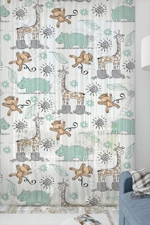 Orman Hayvanları Desenli Erkek Çocuk Tül Perde Tek Kanat 140x260cm Orman Hayvanları Desenli Erkek Çocuk Tül Perde Tek Kanat 140x260cm