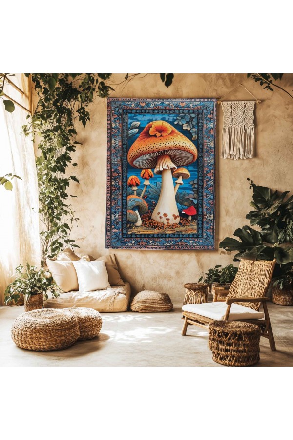 Mantar Orman Hippi Desenli Duvar Örtüsü Duvar Halısı Wall Tapestry Mantar Orman Hippi Desenli Duvar Örtüsü Duvar Halısı Wall Tapestry