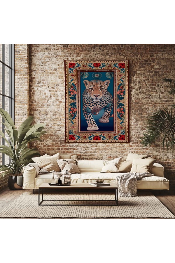 Vahşi Leopar Hayvanlı Desenli Duvar Örtüsü Duvar Halısı Wall Tapestry Vahşi Leopar Hayvanlı Desenli Duvar Örtüsü Duvar Halısı Wall Tapestry