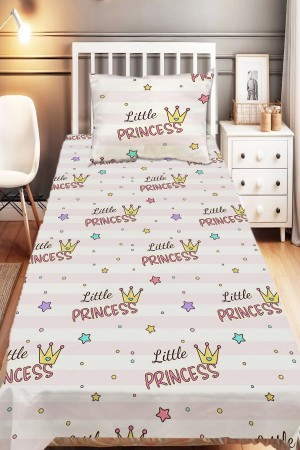 Prenses Yazılı Pembe Desenli Kız Çocuk Tek Kişilik Dekoratif Yatak Örtüsü Yastık Kılıflı