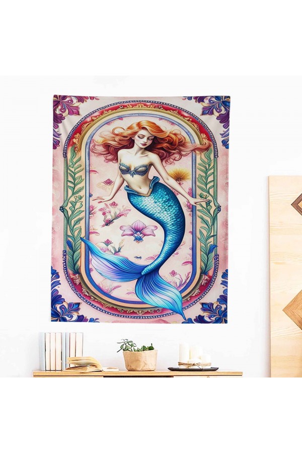 Deniz Kızı Desenli Duvar Örtüsü Duvar Halısı Wall Tapestry Deniz Kızı Desenli Duvar Örtüsü Duvar Halısı Wall Tapestry