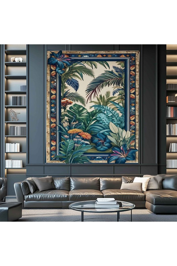 Tropik Orman Yapraklar Desenli Duvar Örtüsü Duvar Halısı Wall Tapestry Tropik Orman Yapraklar Desenli Duvar Örtüsü Duvar Halısı Wall Tapestry