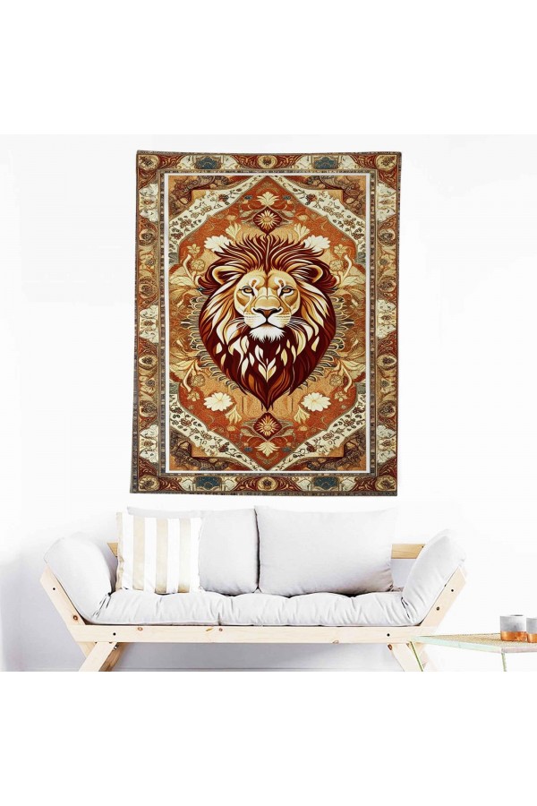 Aslan Hayvan Desenli Duvar Örtüsü Duvar Halısı Wall Tapestry Aslan Hayvan Desenli Duvar Örtüsü Duvar Halısı Wall Tapestry