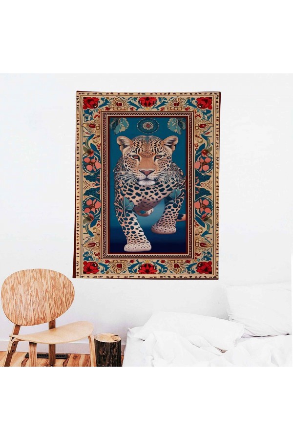 Vahşi Leopar Hayvanlı Desenli Duvar Örtüsü Duvar Halısı Wall Tapestry Vahşi Leopar Hayvanlı Desenli Duvar Örtüsü Duvar Halısı Wall Tapestry