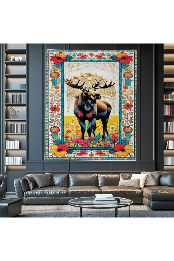 Geyik Hayvan Desenli Duvar Örtüsü Duvar Halısı Wall Tapestry Geyik Hayvan Desenli Duvar Örtüsü Duvar Halısı Wall Tapestry