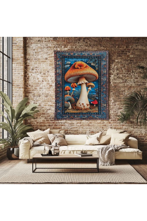 Mantar Orman Hippi Desenli Duvar Örtüsü Duvar Halısı Wall Tapestry Mantar Orman Hippi Desenli Duvar Örtüsü Duvar Halısı Wall Tapestry