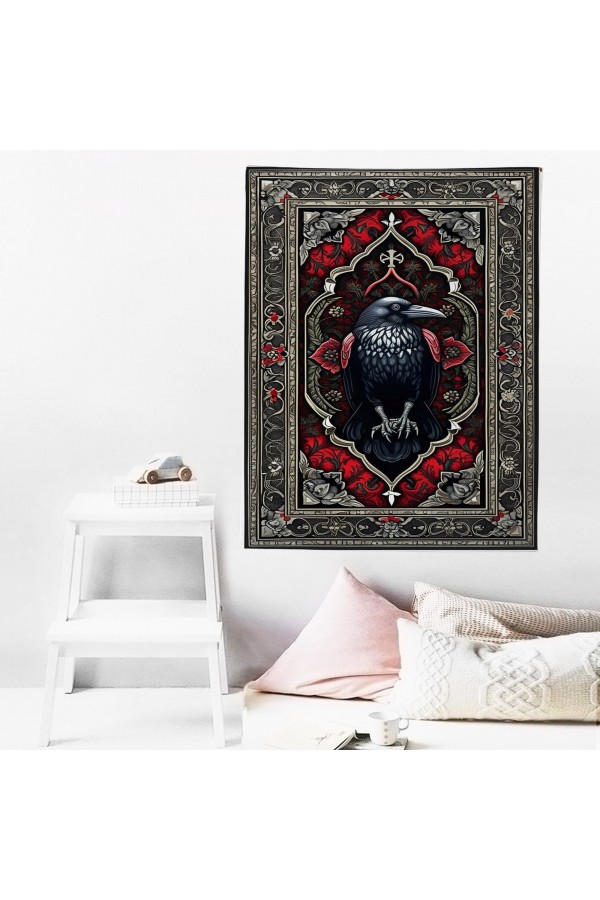 Karga Kuzgun Hayvan Desenli Duvar Örtüsü Duvar Halısı Wall Tapestry Karga Kuzgun Hayvan Desenli Duvar Örtüsü Duvar Halısı Wall Tapestry