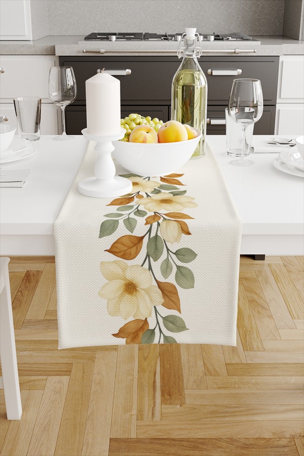 Naturel Çiçek Desenli Dijital Baskı Yıkanabilir Dekoratif Runner 40x140cm Naturel Çiçek Desenli Dijital Baskı Yıkanabilir Dekoratif Runner 40x140cm