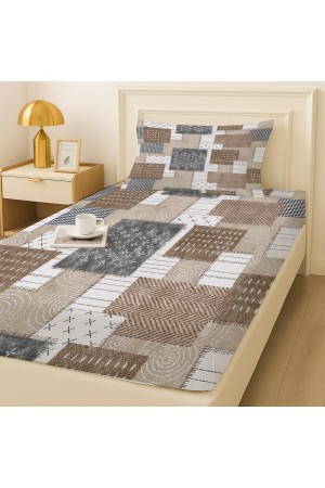 Kahverengi Geometrik Retro Desenli Lastikli Tek Kişilik Çarşaf Takımı Yastık Kılıflı 100x200cm Kahverengi Geometrik Retro Desenli Lastikli Tek Kişilik Çarşaf Takımı Yastık Kılıflı 100x200cm