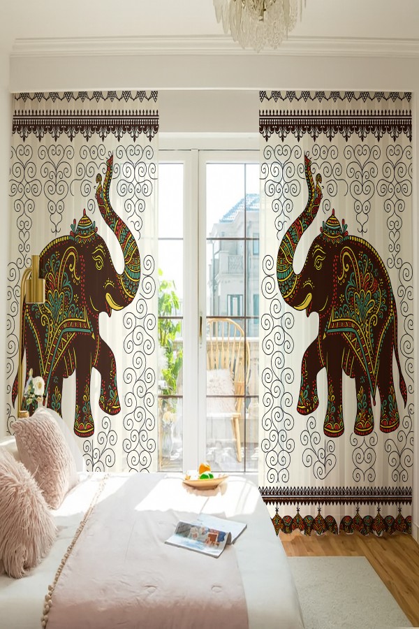 Hint Filleri Desenli Çift Kanatlı Tül Perde Oturma Odası Salon Mutfak 140x260cm