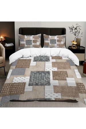 Kahverengi Geometrik Retro Desenli Pamuk Saten Çift Kişilik Nevresim Takımı 200x220cm Kahverengi Geometrik Retro Desenli Pamuk Saten Çift Kişilik Nevresim Takımı 200x220cm