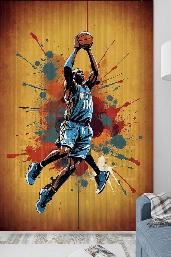 Basketbol Oyuncu Desenli Erkek Çocuk Odası Tül Perde 140x260cm Basketbol Oyuncu Desenli Erkek Çocuk Odası Tül Perde 140x260cm