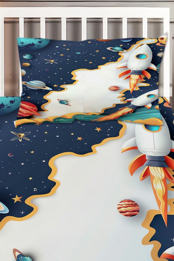 Uzay Gemisi Galaksi Desenli Erkek Çocuk Tek Kişilik Dekoratif Yatak Örtüsü Yastık Kılıflı Uzay Gemisi Galaksi Desenli Erkek Çocuk Tek Kişilik Dekoratif Yatak Örtüsü Yastık Kılıflı