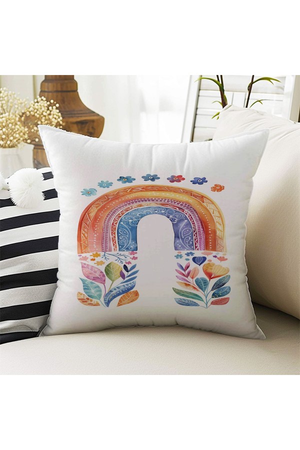 Boho Gökkuşağı Sulu boya Desenli Kız ÇocukDekoratif Çift Taraflı Kırlent Kılıfı 43x43cm Boho Gökkuşağı Sulu boya Desenli Kız ÇocukDekoratif Çift Taraflı Kırlent Kılıfı 43x43cm
