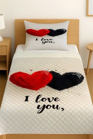 Love You Kalpler Desenli Tek Kişilik Pike Takımı Yatak Örtüsü Love You Kalpler Desenli Tek Kişilik Pike Takımı Yatak Örtüsü