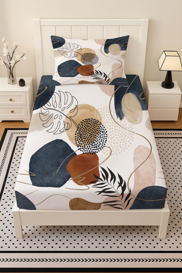 Gri Kahve Minimal Desenli Lastikli Tek Kişilik Çarşaf Takımı Yastık Kılıflı 100x200cm Gri Kahve Minimal Desenli Lastikli Tek Kişilik Çarşaf Takımı Yastık Kılıflı 100x200cm