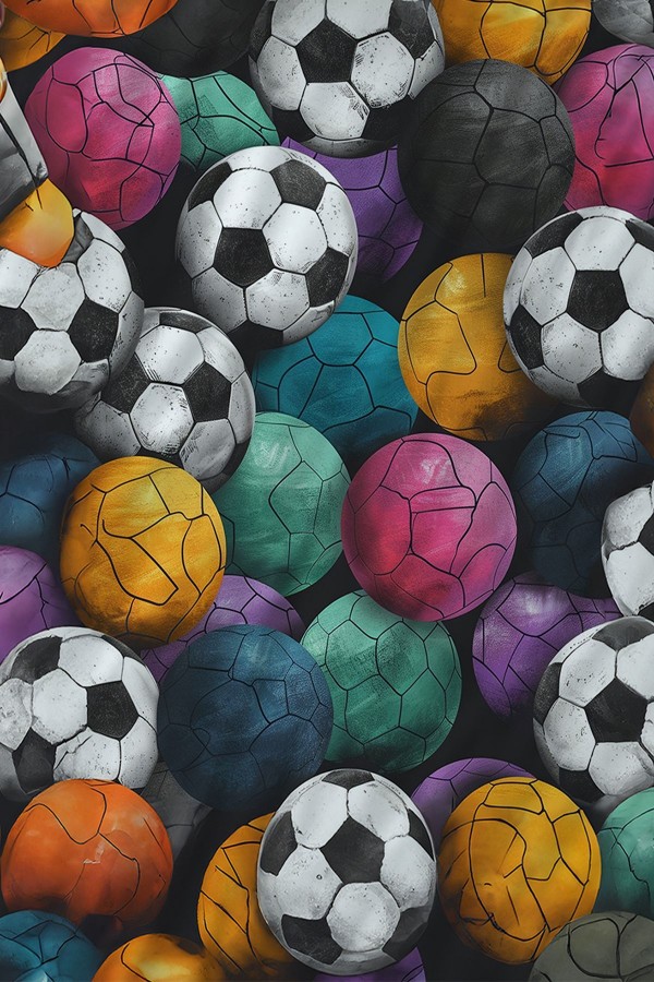 Renkli Toplar Futbol Desenli Erkek Çocuk Tek Kişilik Nevresim Takımı Yastık Kılıflı