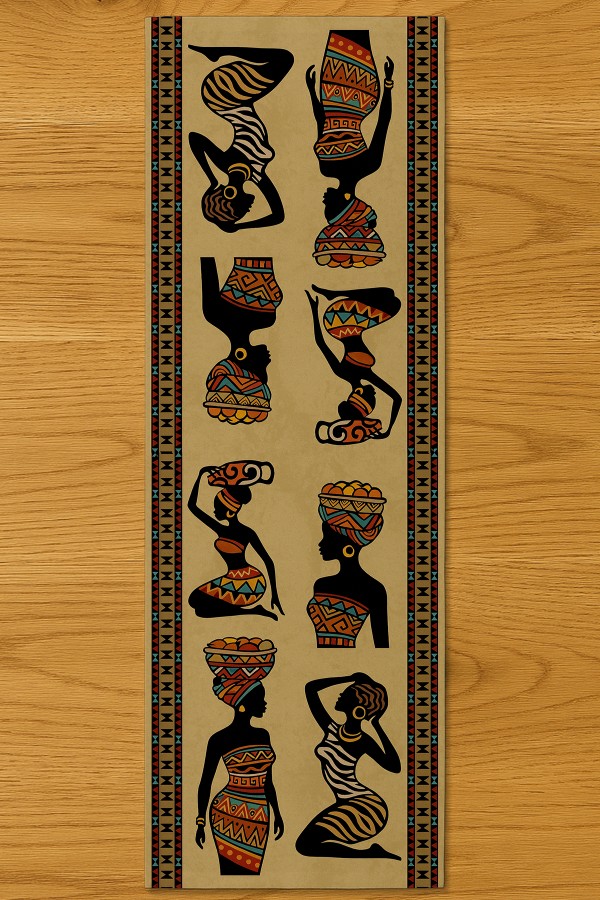 Afrika Etnik Kadınlar Desenli Dijital Baskı Yıkanabilir Dekoratif Runner 40x140cm Afrika Etnik Kadınlar Desenli Dijital Baskı Yıkanabilir Dekoratif Runner 40x140cm