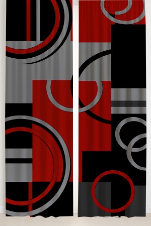 Kırmızı Siyah Gri Geometrik Desenli Çift Kanatlı Fon Perde Süet Oturma Odası Salon Mutfak 140x260cm Kırmızı Siyah Gri Geometrik Desenli Çift Kanatlı Fon Perde Süet Oturma Odası Salon Mutfak 140x260cm