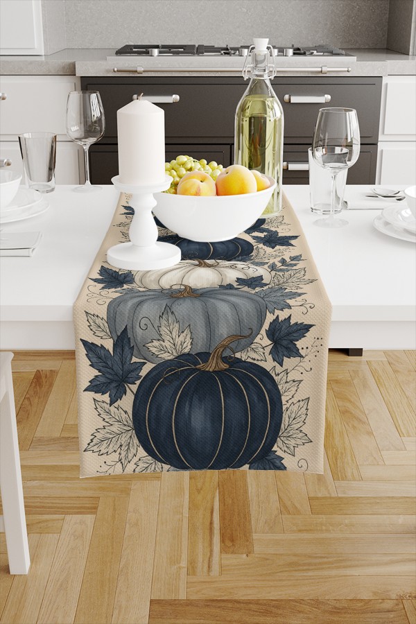 Retro Balkabak Sonbahar Desenli Dijital Baskı Yıkanabilir Dekoratif Runner 40x140cm Retro Balkabak Sonbahar Desenli Dijital Baskı Yıkanabilir Dekoratif Runner 40x140cm