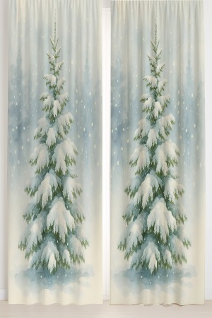 Kış Temalı Çam Ağacı Desenli Çift Kanatlı Fon Perde Süet Oturma Odası Salon Mutfak 140x260cm Kış Temalı Çam Ağacı Desenli Çift Kanatlı Fon Perde Süet Oturma Odası Salon Mutfak 140x260cm