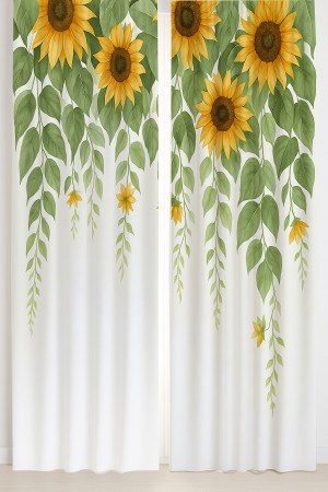 Yeşil Yaprak Ay Çiçeği Desenli Çift Kanatlı Fon Perde Süet Oturma Odası Salon Mutfak 140x260cm Yeşil Yaprak Ay Çiçeği Desenli Çift Kanatlı Fon Perde Süet Oturma Odası Salon Mutfak 140x260cm