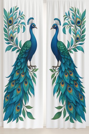 Mavi Tavus Kuşu Desenli Çift Kanatlı Fon Perde Süet Oturma Odası Salon Mutfak 140x260cm Mavi Tavus Kuşu Desenli Çift Kanatlı Fon Perde Süet Oturma Odası Salon Mutfak 140x260cm