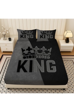 King Kral Gri Desenli Lastikli Çift Kişilik Çarşaf Takımı Yastık Kılıflı 160x200cm King Kral Gri Desenli Lastikli Çift Kişilik Çarşaf Takımı Yastık Kılıflı 160x200cm